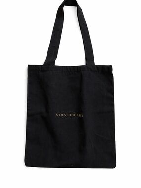 Strathberry Black Tote with Gold Logo